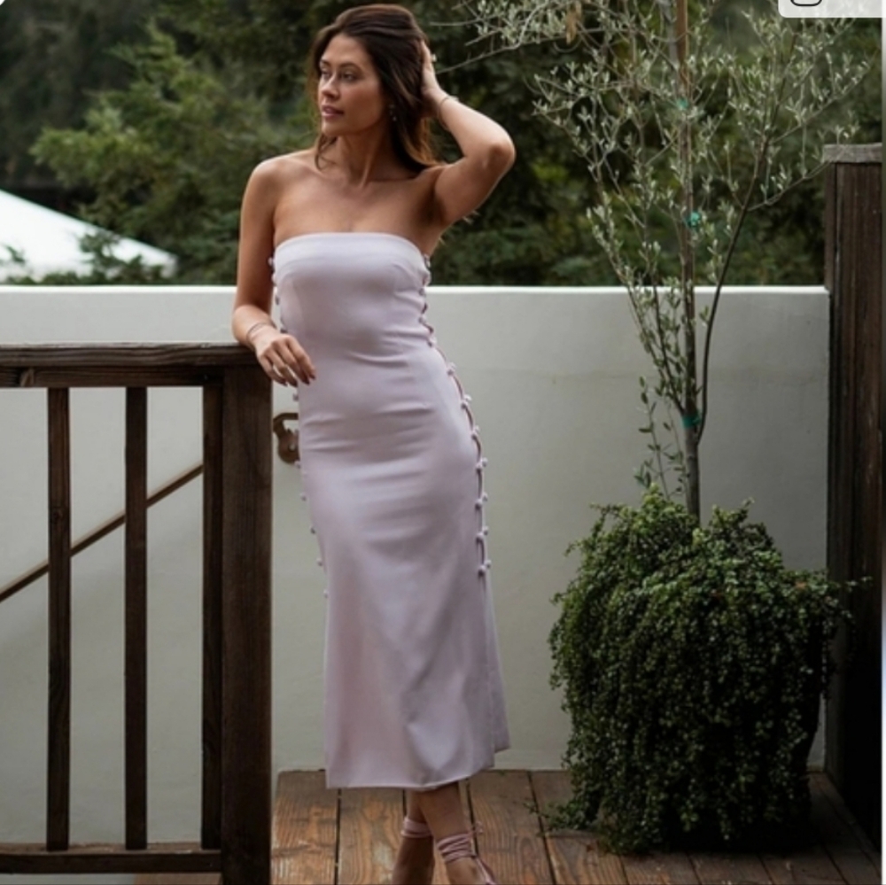 Gianni Bini Pink Strapless Midi Dress Cut Out